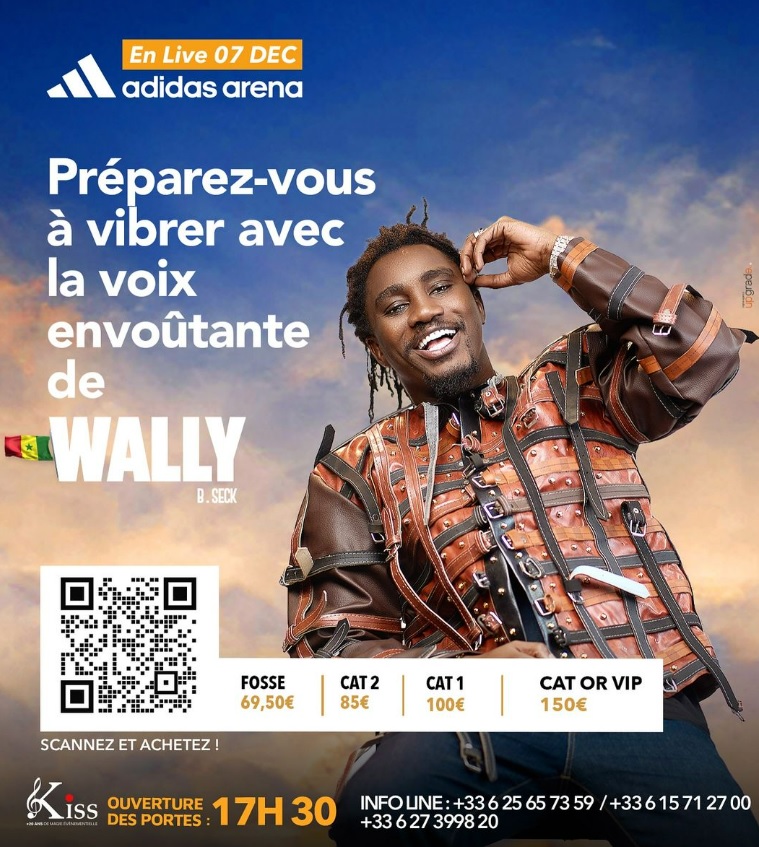 Concert de Wally Ballago Seck à Adidas Arena de Paris le 07 décembre